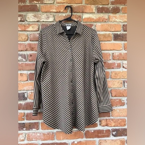 CHICO’S Womens Button Up Blouse Striped - Picture 1 of 4
